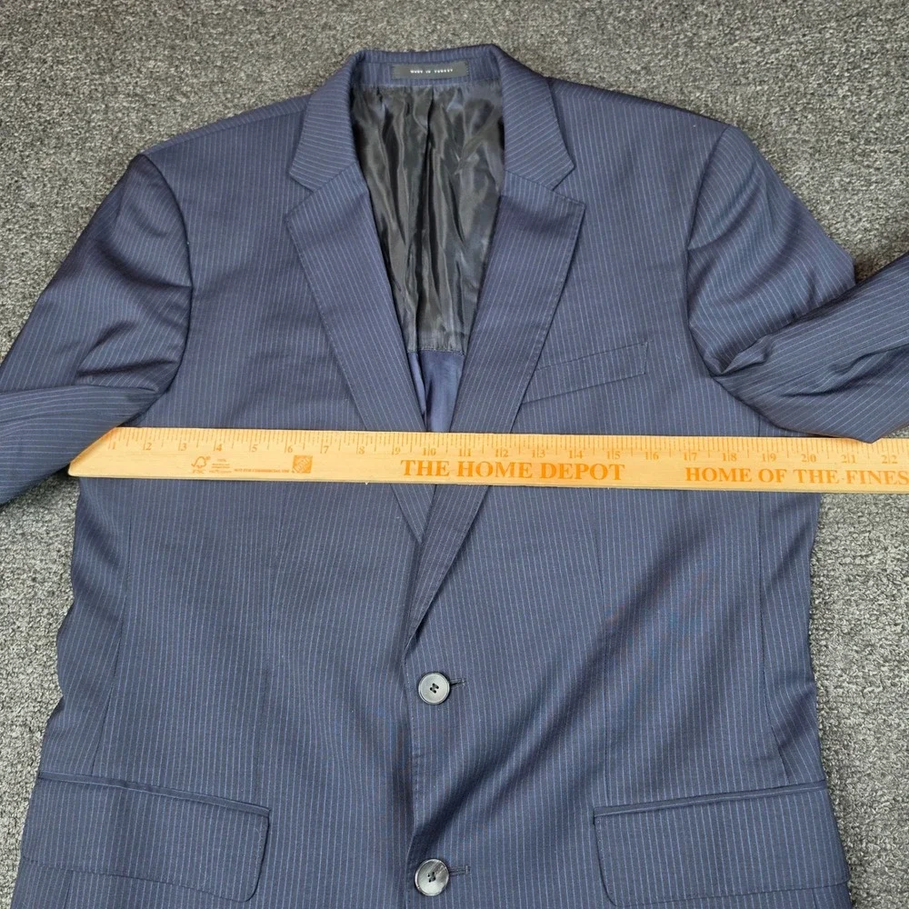 Hugo Boss Blazer Navy Blue Mens 40R Pinstripe Linificio Tesse Biella Wool Jacket